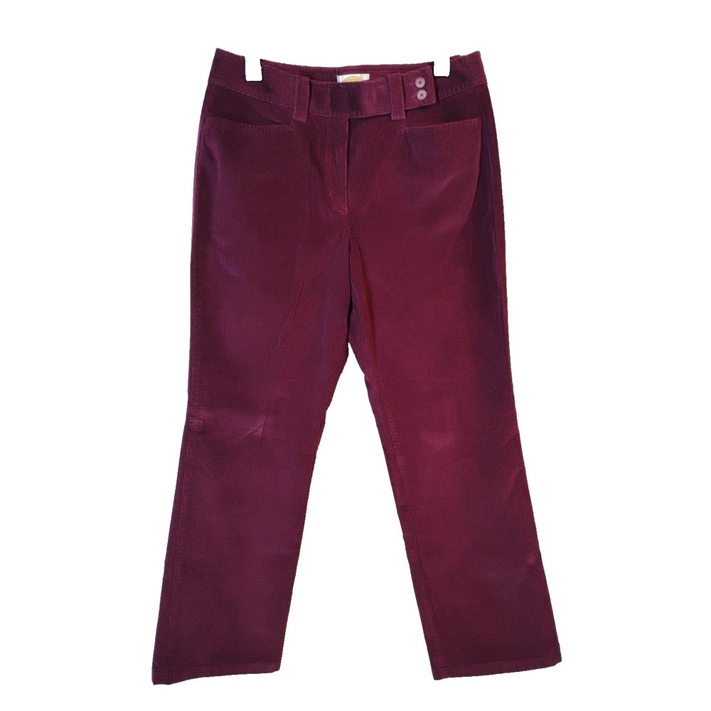 Talbots Straight Leg Corduroy Pants in Deep Burgundy